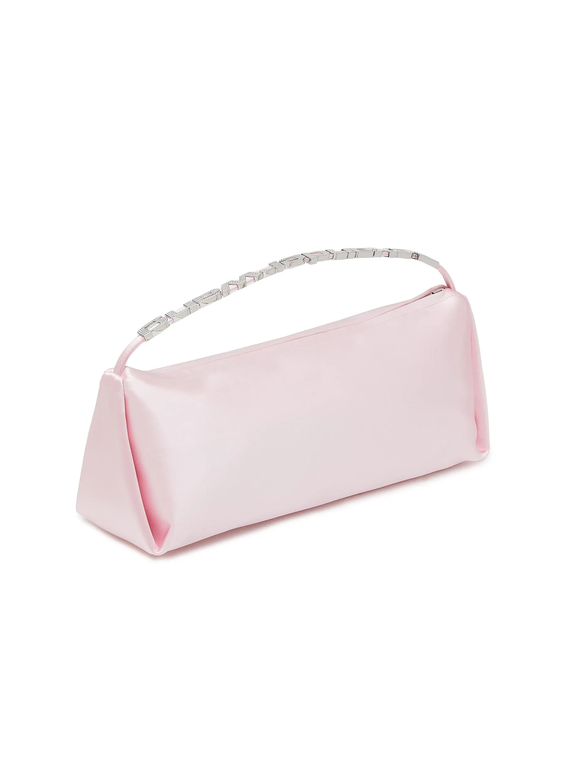 -----------ALEXANDERWANG  ---- ------------LIGHT PINK SATIN ----Large Marquess Logo Charm Satin Shoulder Bag --