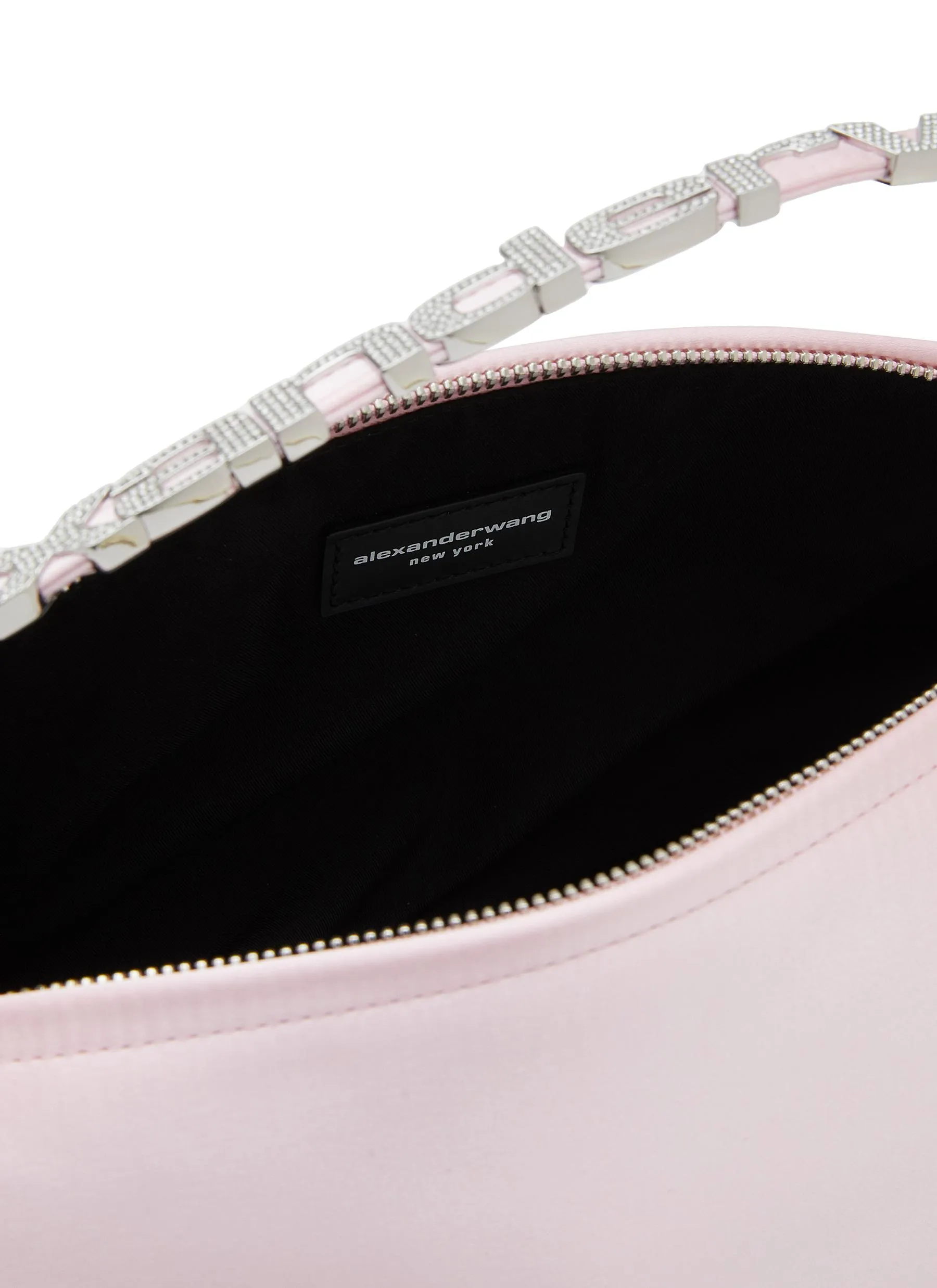 -----------ALEXANDERWANG  ---- ------------LIGHT PINK SATIN ----Large Marquess Logo Charm Satin Shoulder Bag --