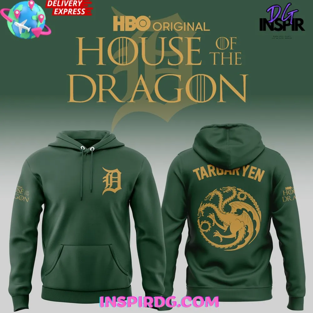 -Detroit Tigers x House Of The Dragon Green Hoodie