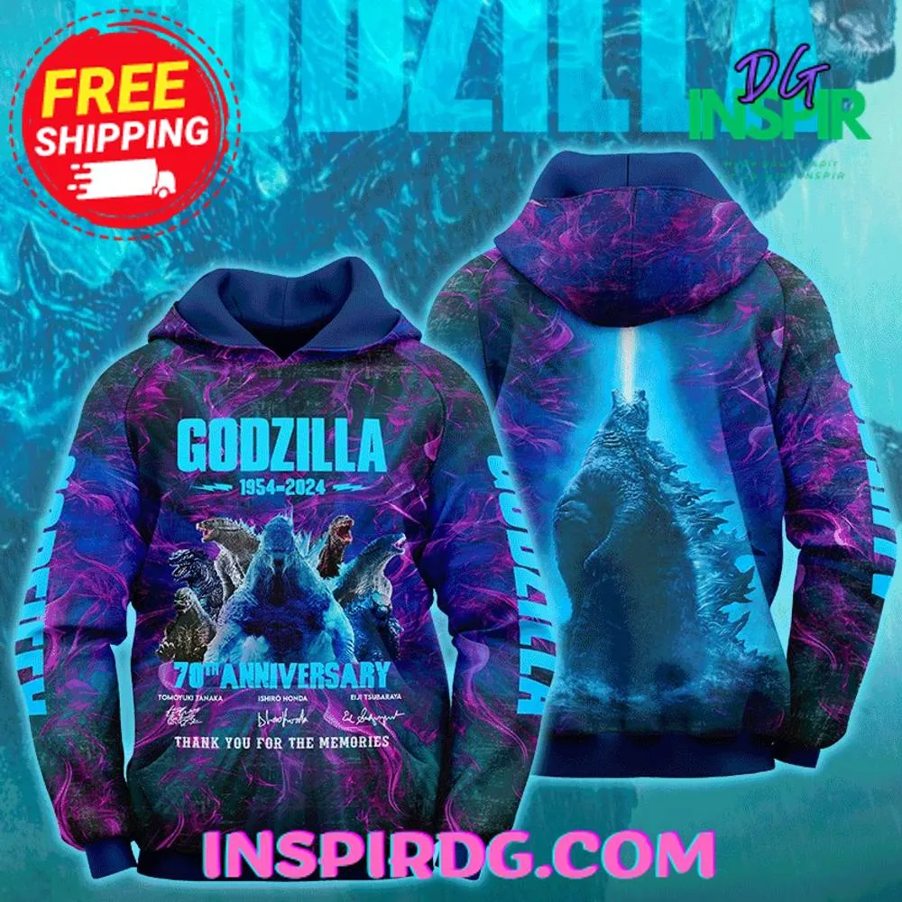 -NEW Godzilla 70th Anniversary Thank You For The Memories Hoodie