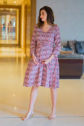 Abstract Geo Maternity & Nursing Dress