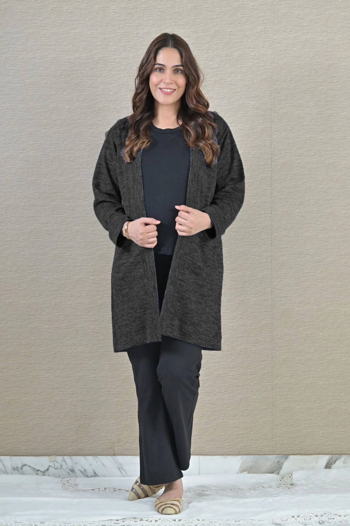 Adorable Black Maternity Winter Cover Up