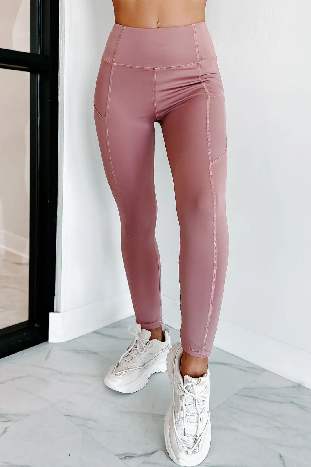 Always Moving Two Piece Top & Leggings Set (Mauve)