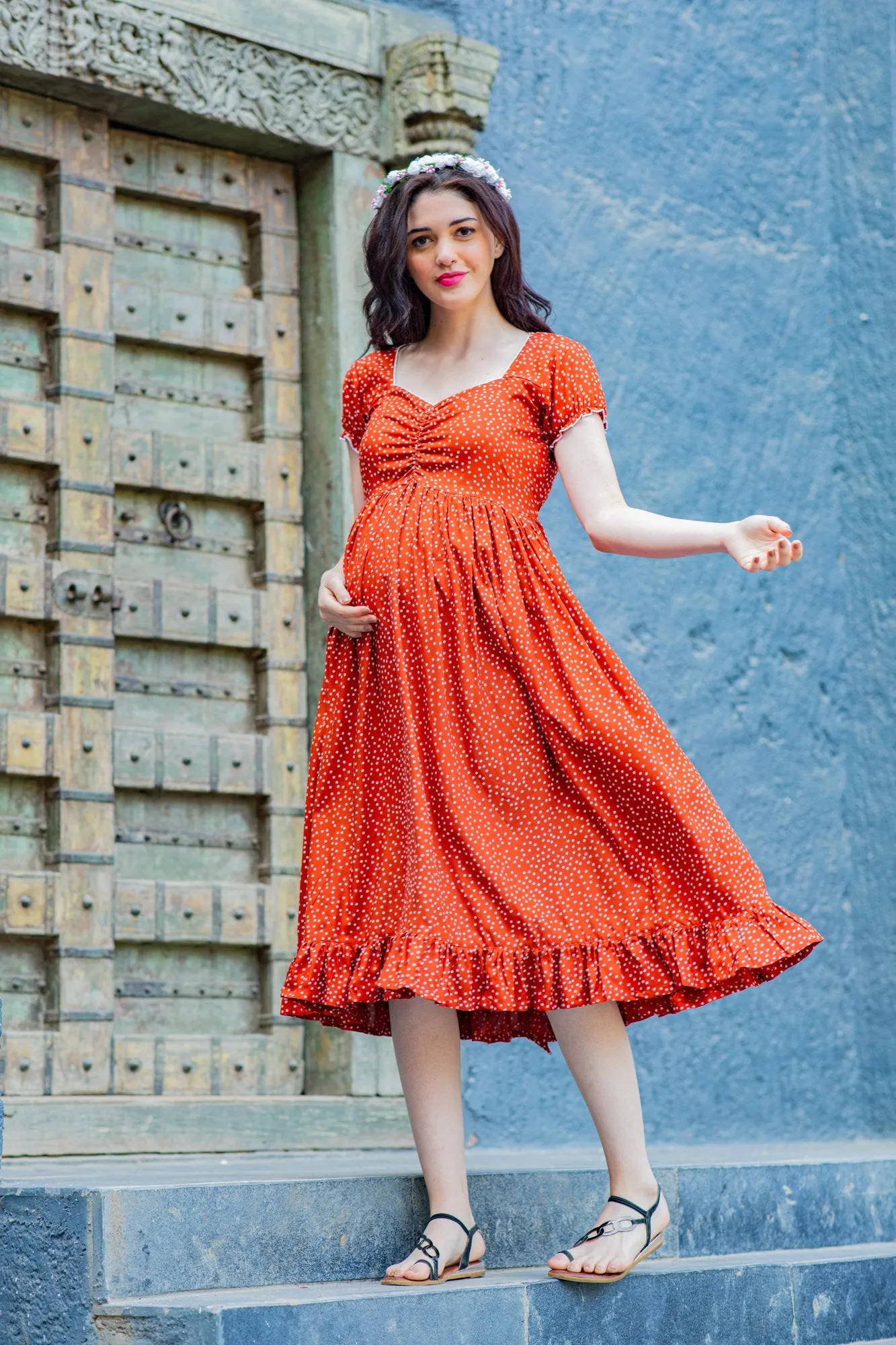 Auburn Sprinkle Maternity Dress