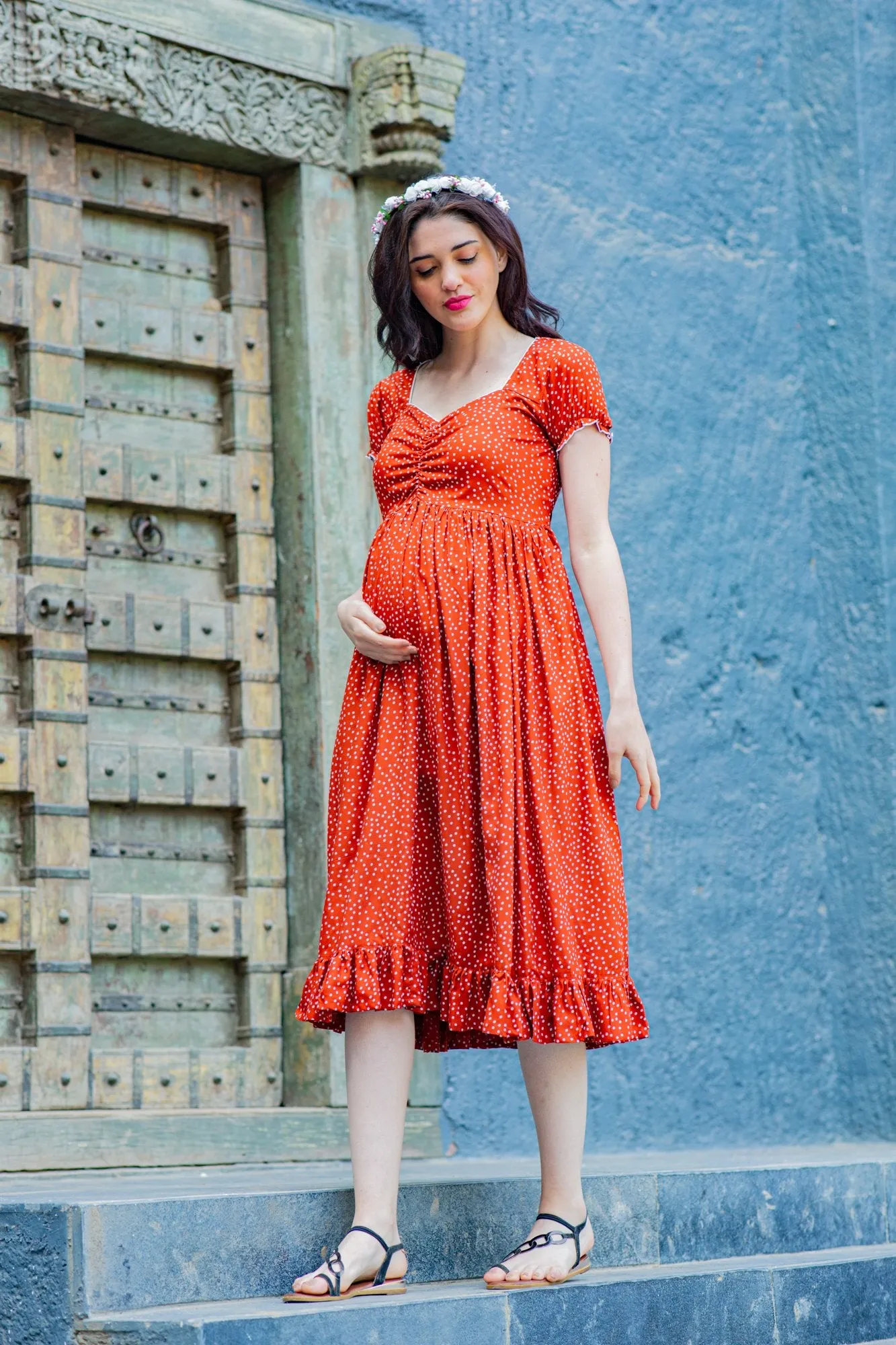 Auburn Sprinkle Maternity Dress