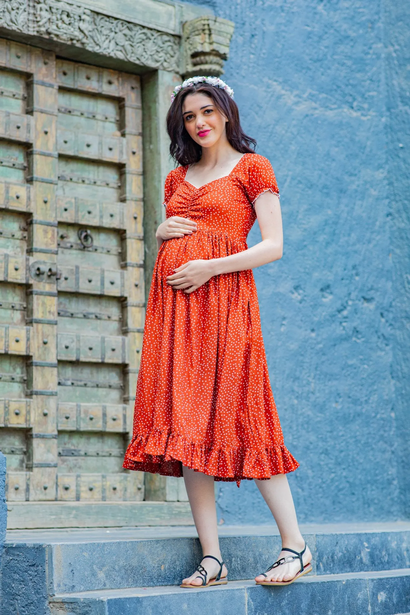 Auburn Sprinkle Maternity Dress