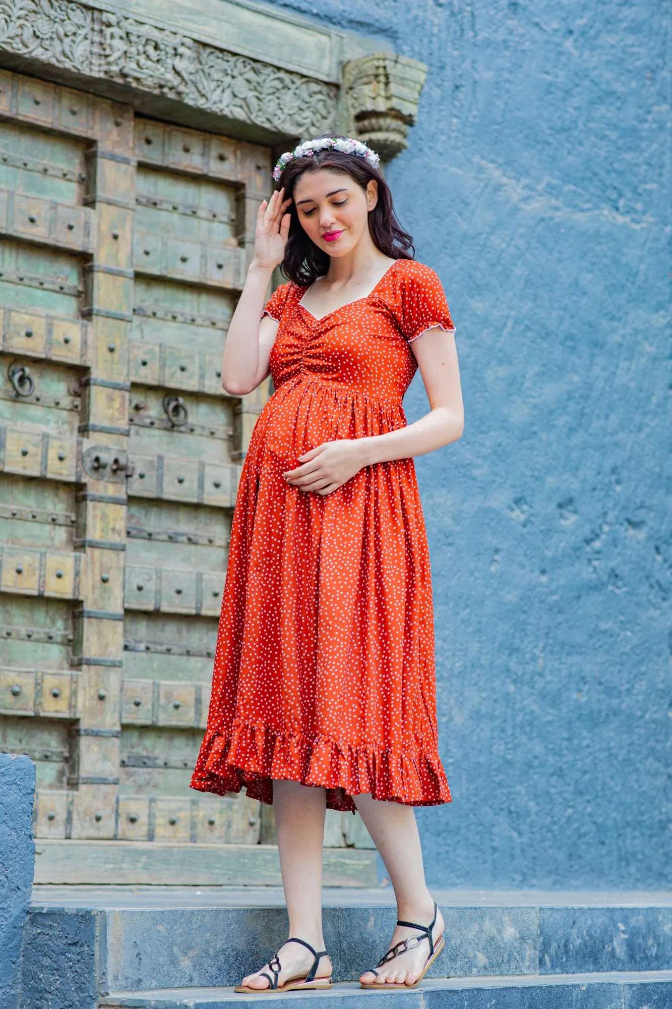 Auburn Sprinkle Maternity Dress