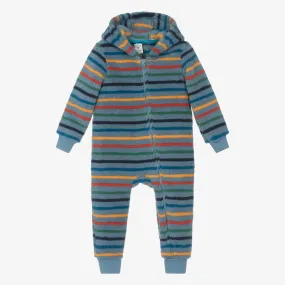 Baby Boys Blue Stripe Fleece Pramsuit