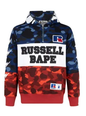 BAPE x Russell Color Camo Ape Half-Zip Hoodie