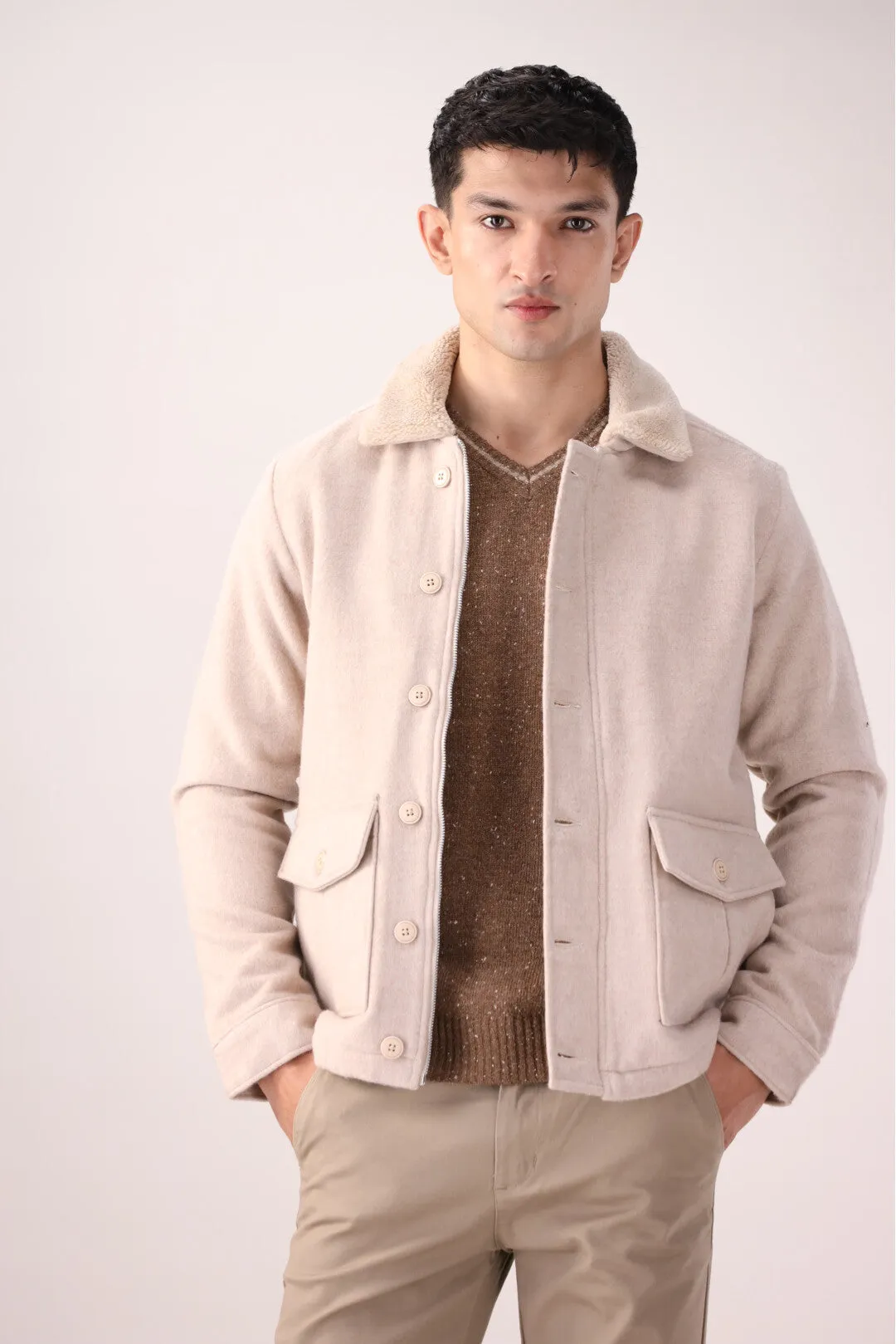 Beige Button-Up Jacket