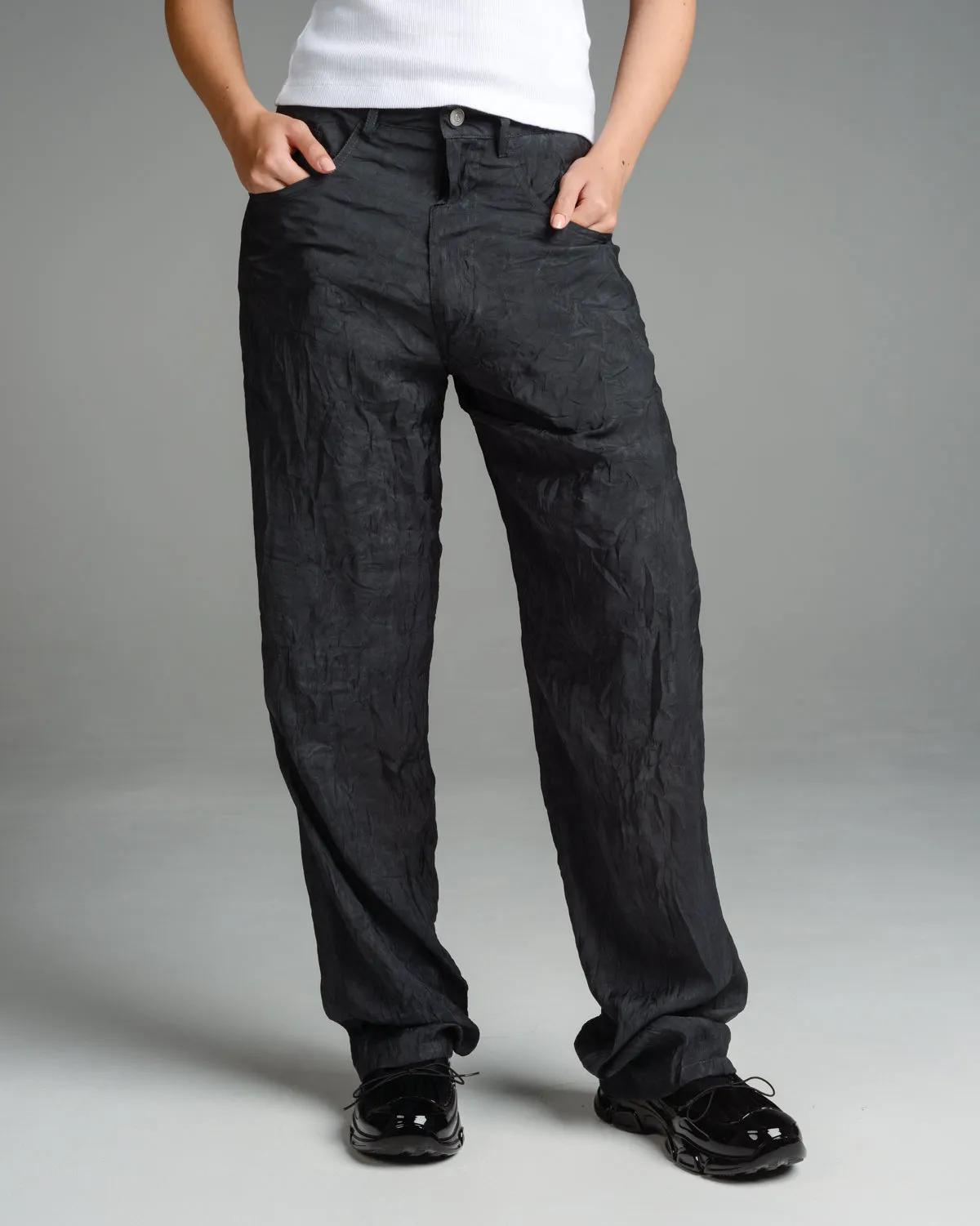 Black Relaxed Drawstring Trousers