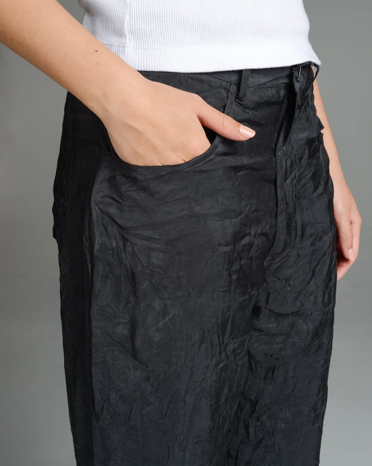 Black Relaxed Drawstring Trousers