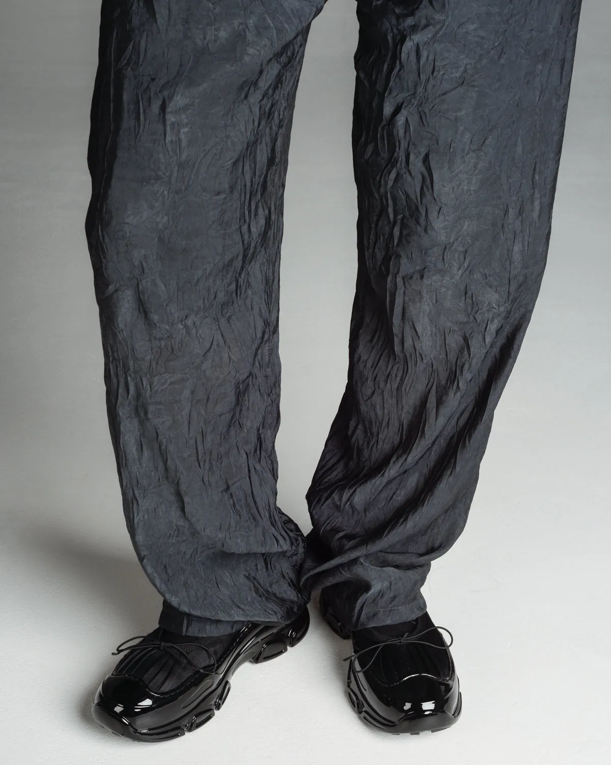 Black Relaxed Drawstring Trousers