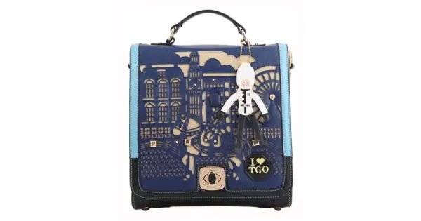 Blue Laser Cut Hollow Out Pony Soldier Fairy Tale Pattern Vintage School Backpack