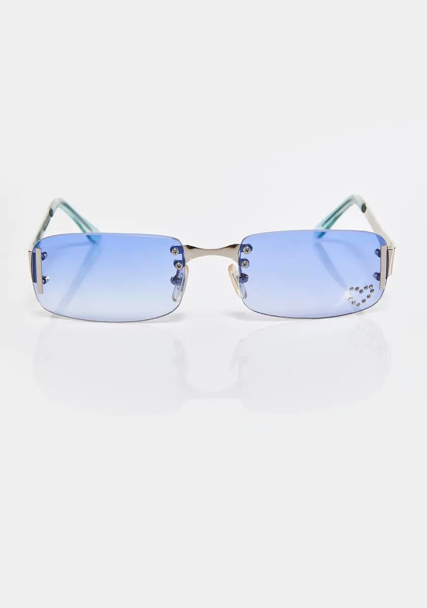 Blue Rectangular Sunglasses-