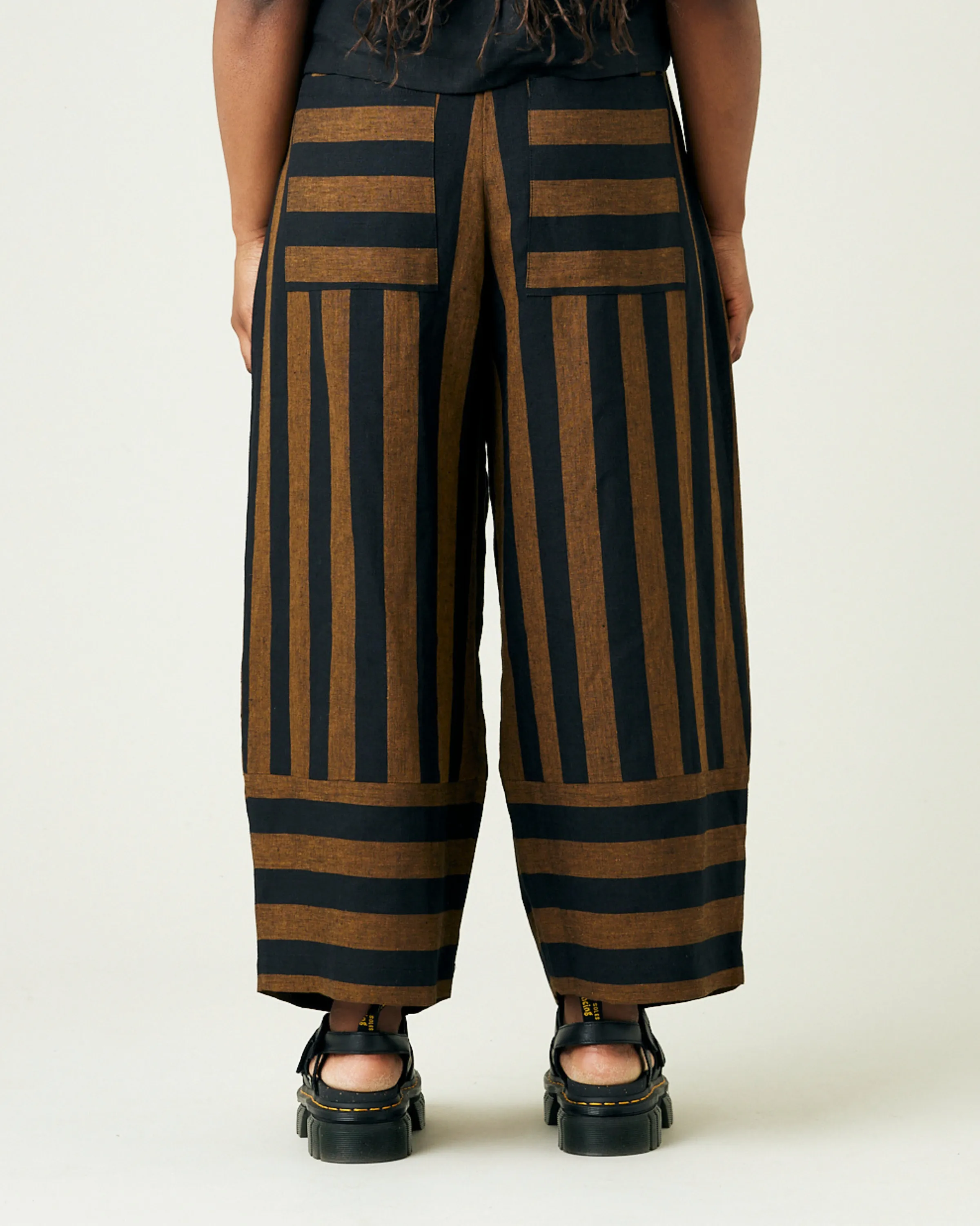 Bobbi Rust And Black Stripe Linen Trousers