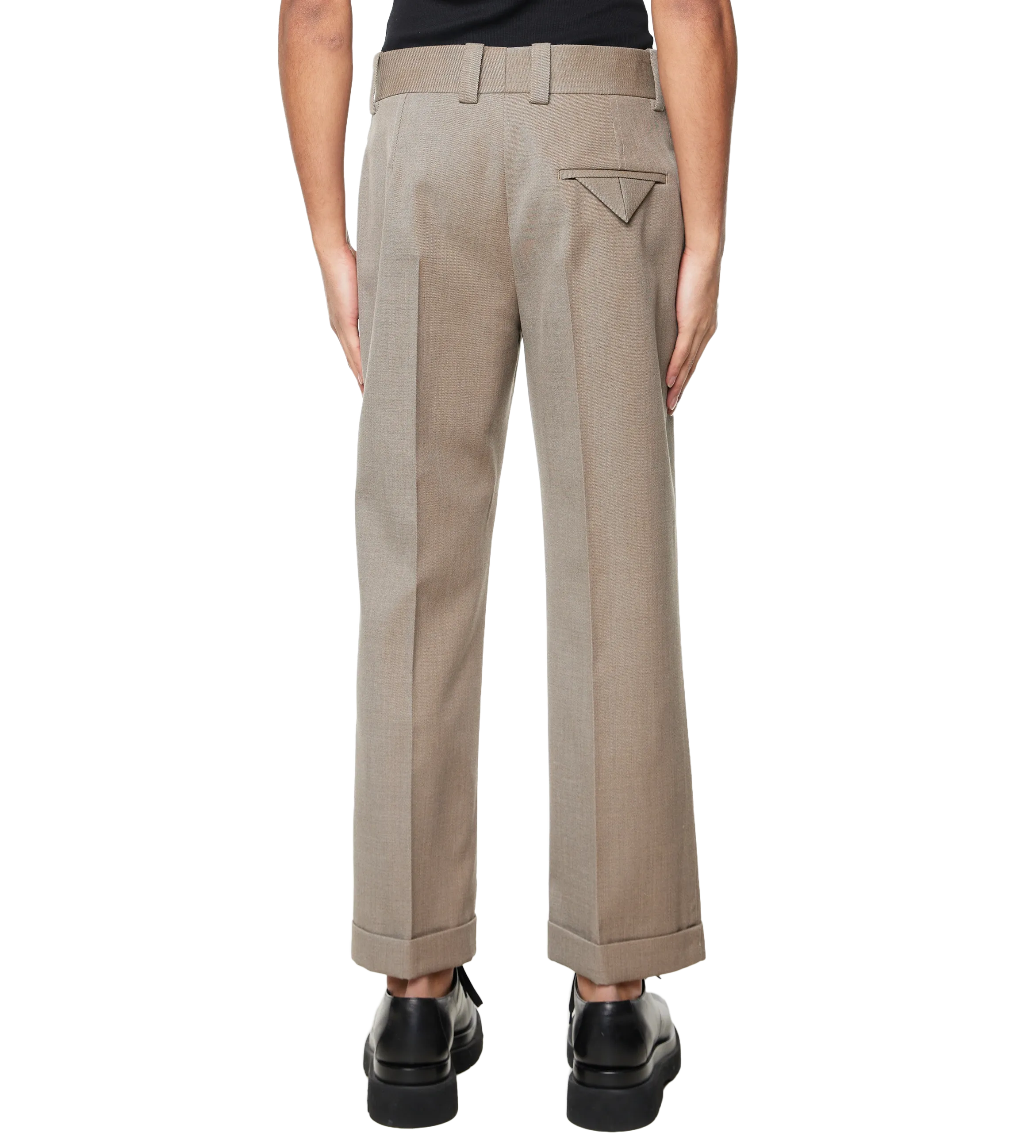 Bottega Veneta    Wool Twill Cropped Trousers Grey/Ochre