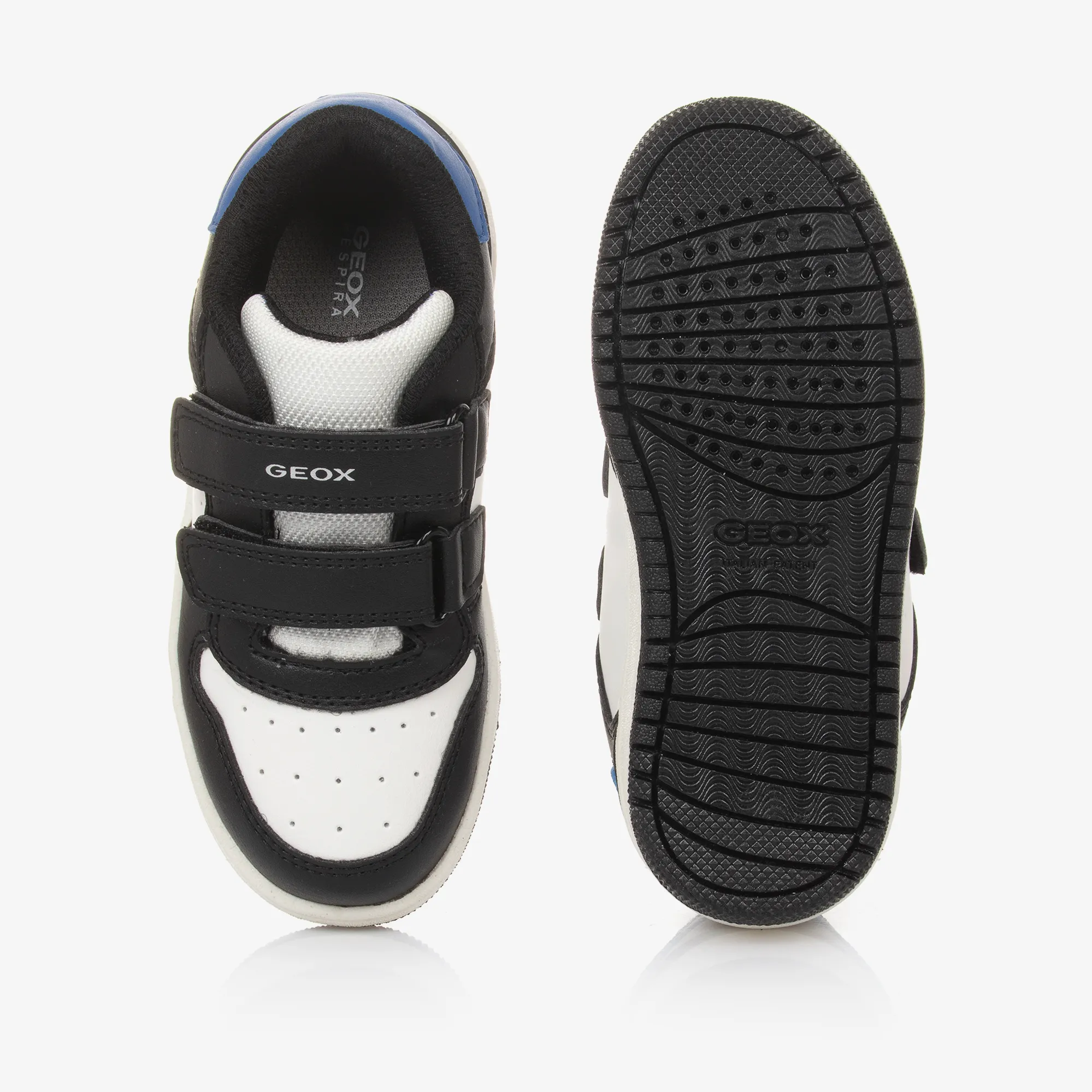 Boys Black & White Velcro Trainers