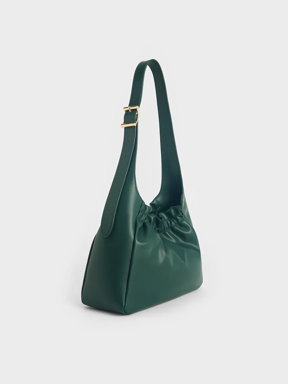 Brigette Ruched Shoulder Bag - Dark Green