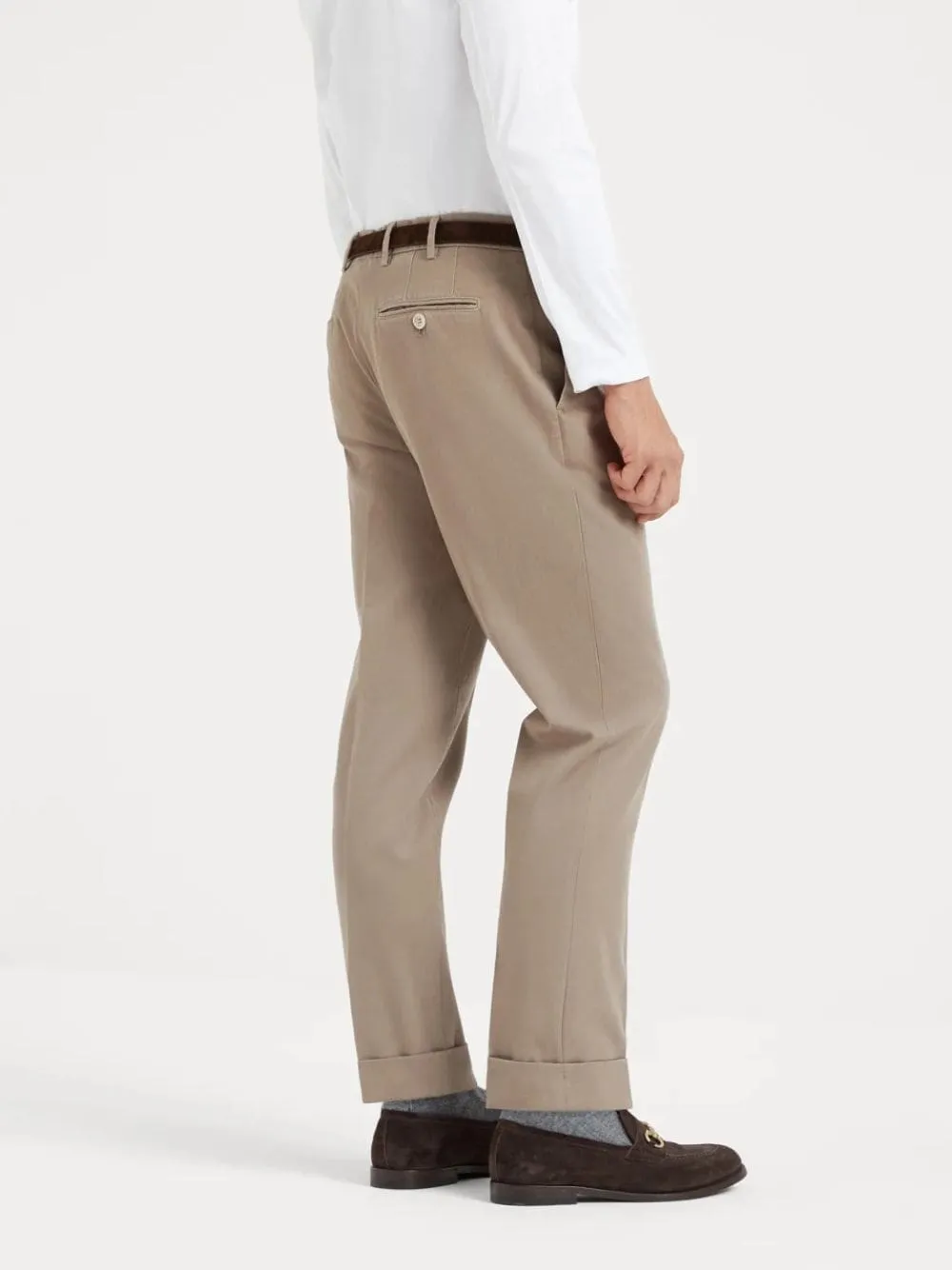 Brown Garment-Dyed Italian Fit Trousers