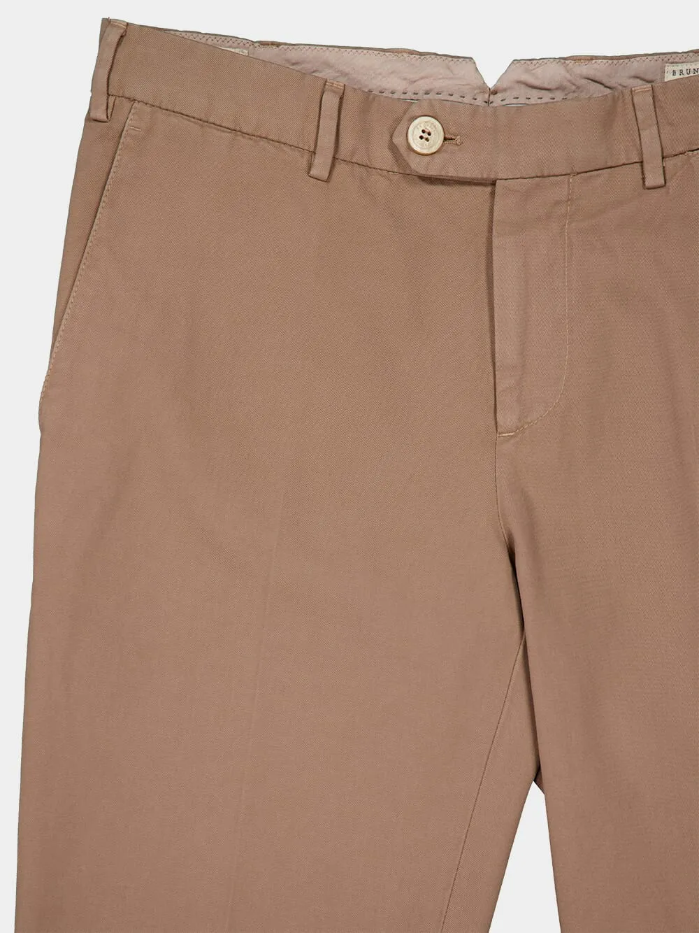 Brown Garment-Dyed Italian Fit Trousers