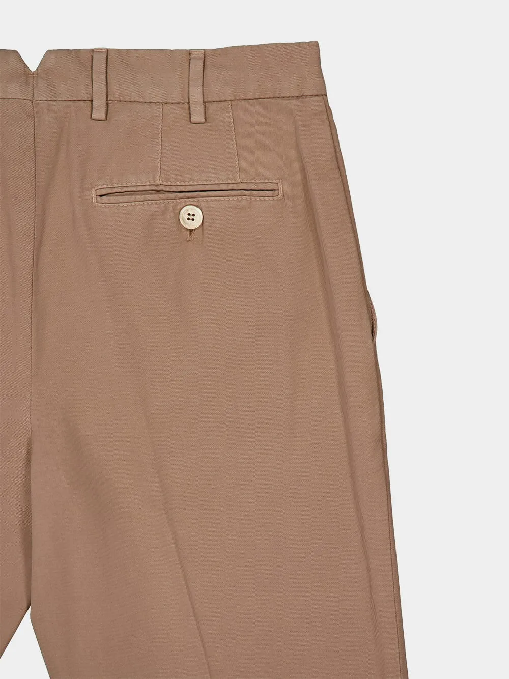 Brown Garment-Dyed Italian Fit Trousers