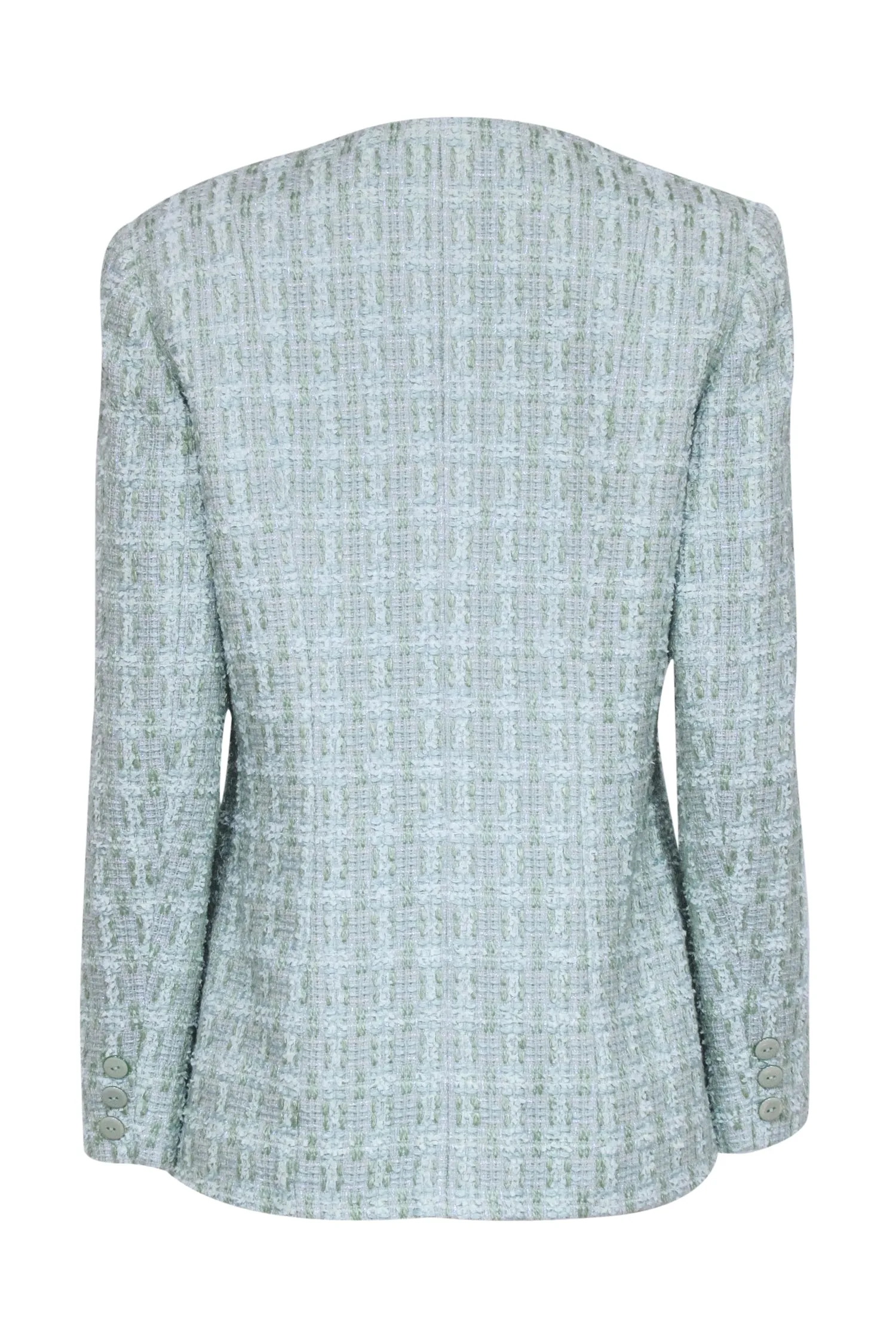 Carlisle - Light Green & White Metallic Tweed Jacket Sz 10