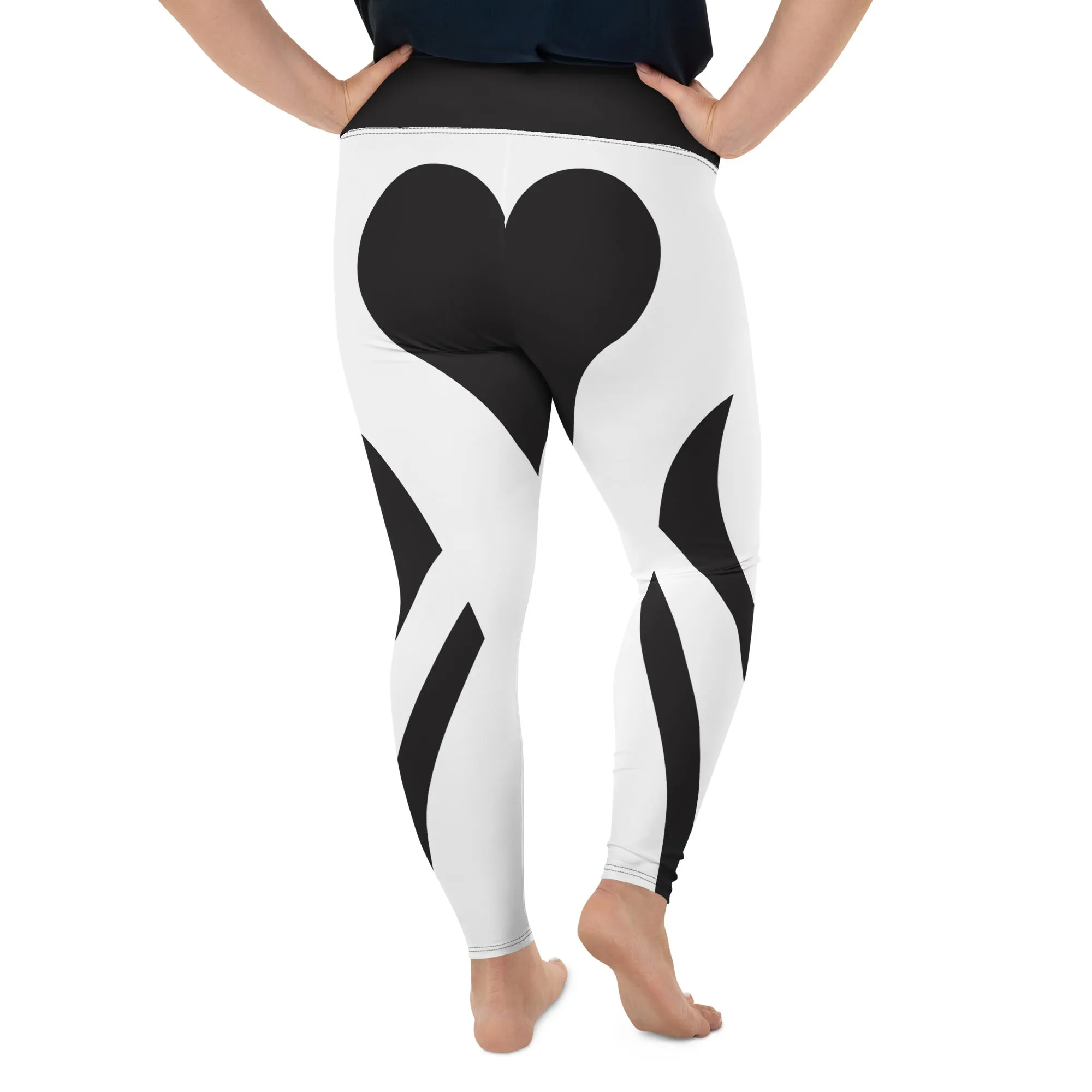 Charcoal Black & White Heart Shaped Plus Size Leggings