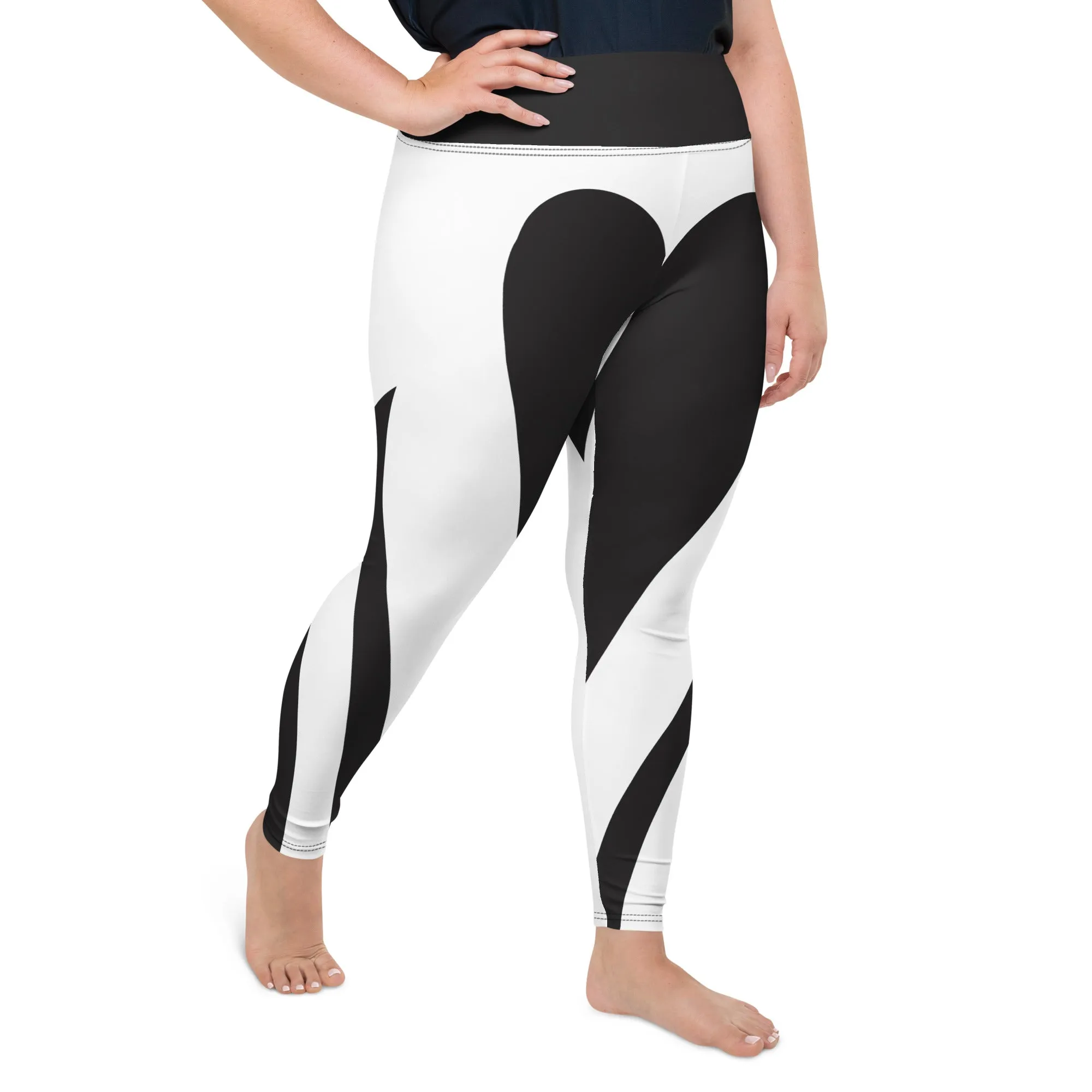 Charcoal Black & White Heart Shaped Plus Size Leggings