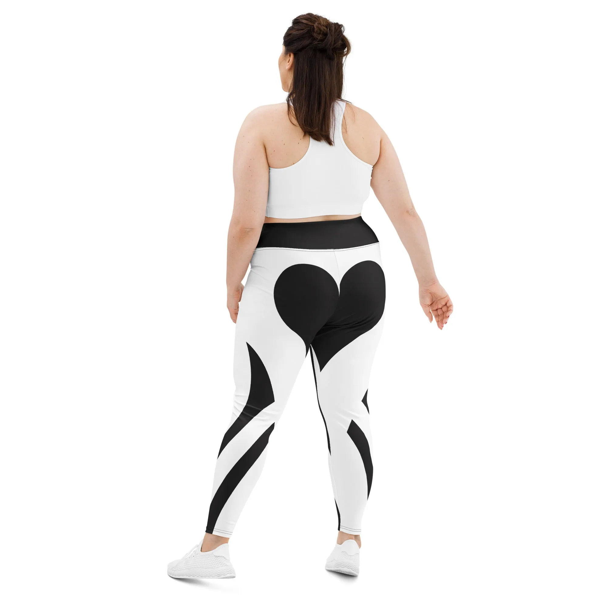 Charcoal Black & White Heart Shaped Plus Size Leggings