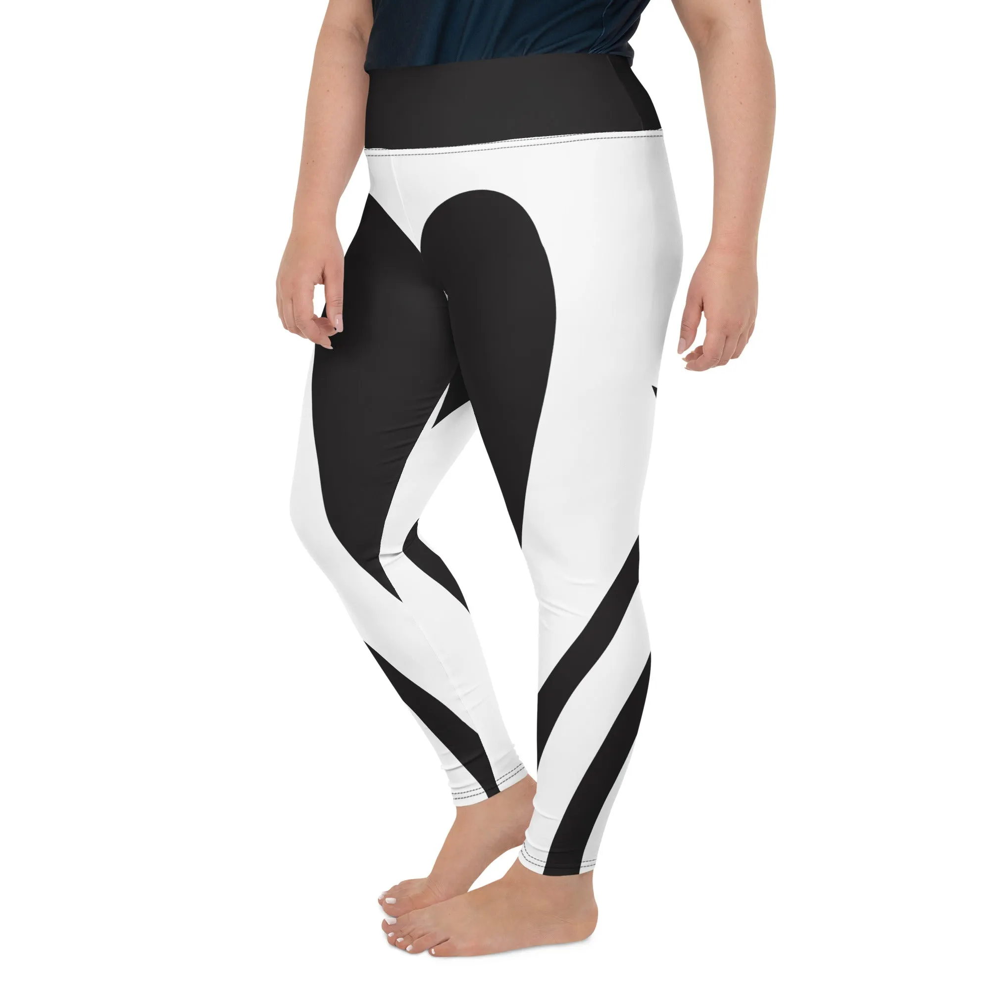 Charcoal Black & White Heart Shaped Plus Size Leggings