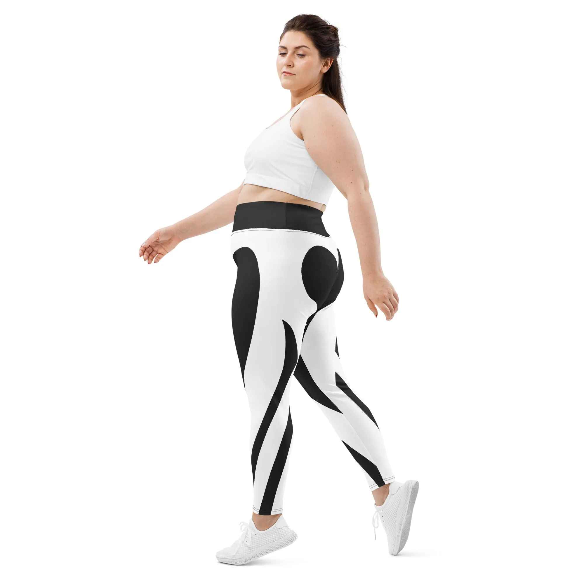 Charcoal Black & White Heart Shaped Plus Size Leggings