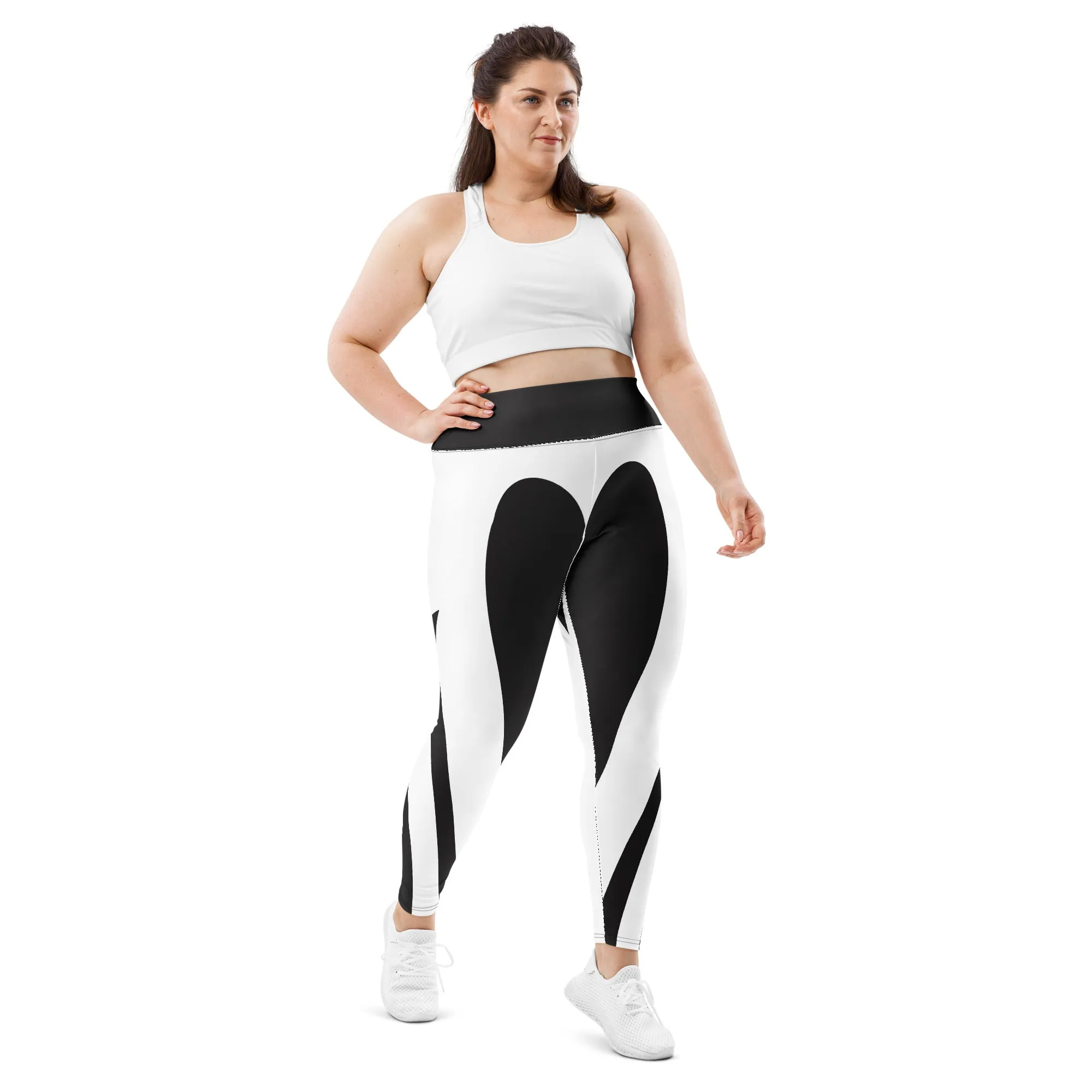 Charcoal Black & White Heart Shaped Plus Size Leggings