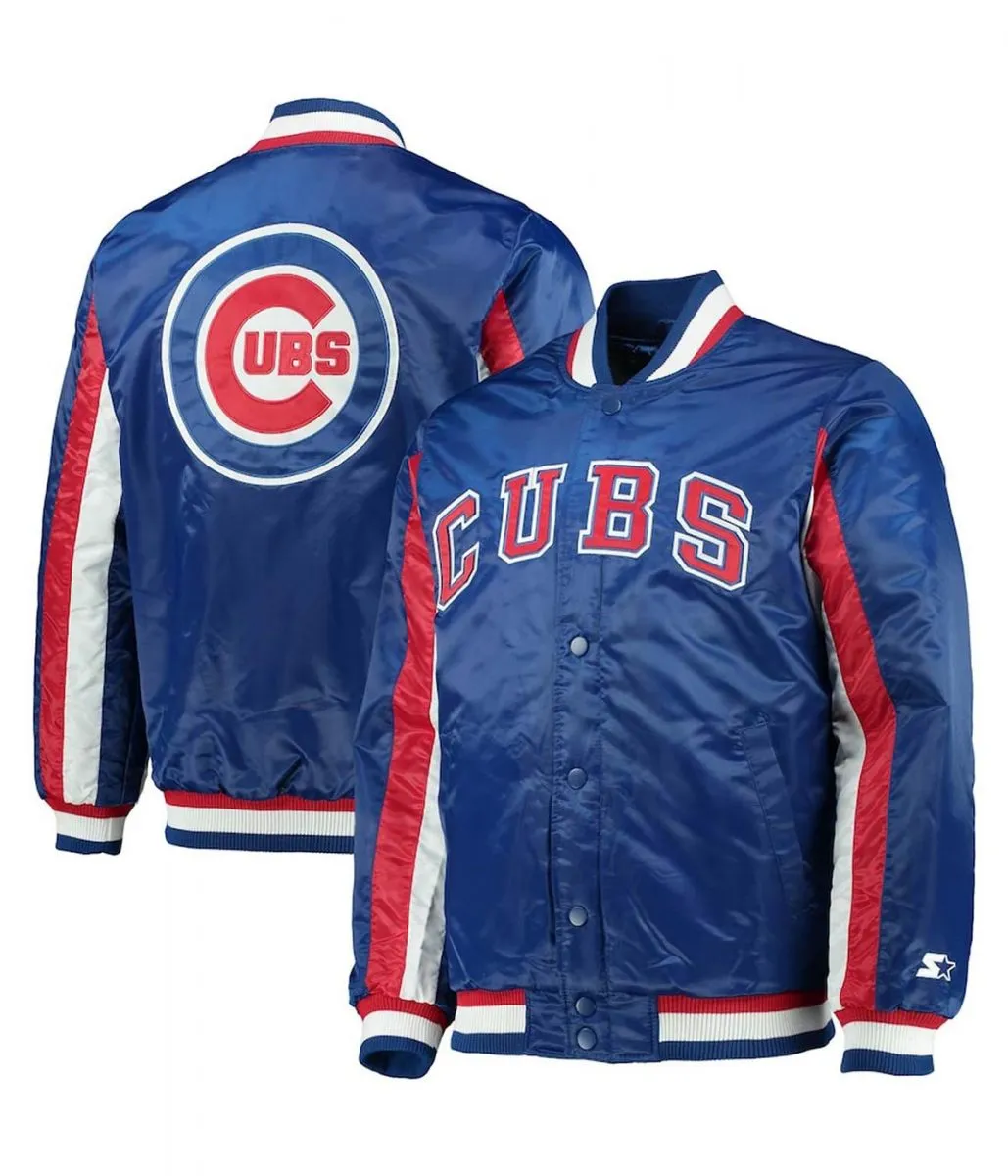 Chicago Cubs The Ace Full-Snap Royal Blue Varsity Satin Jacket