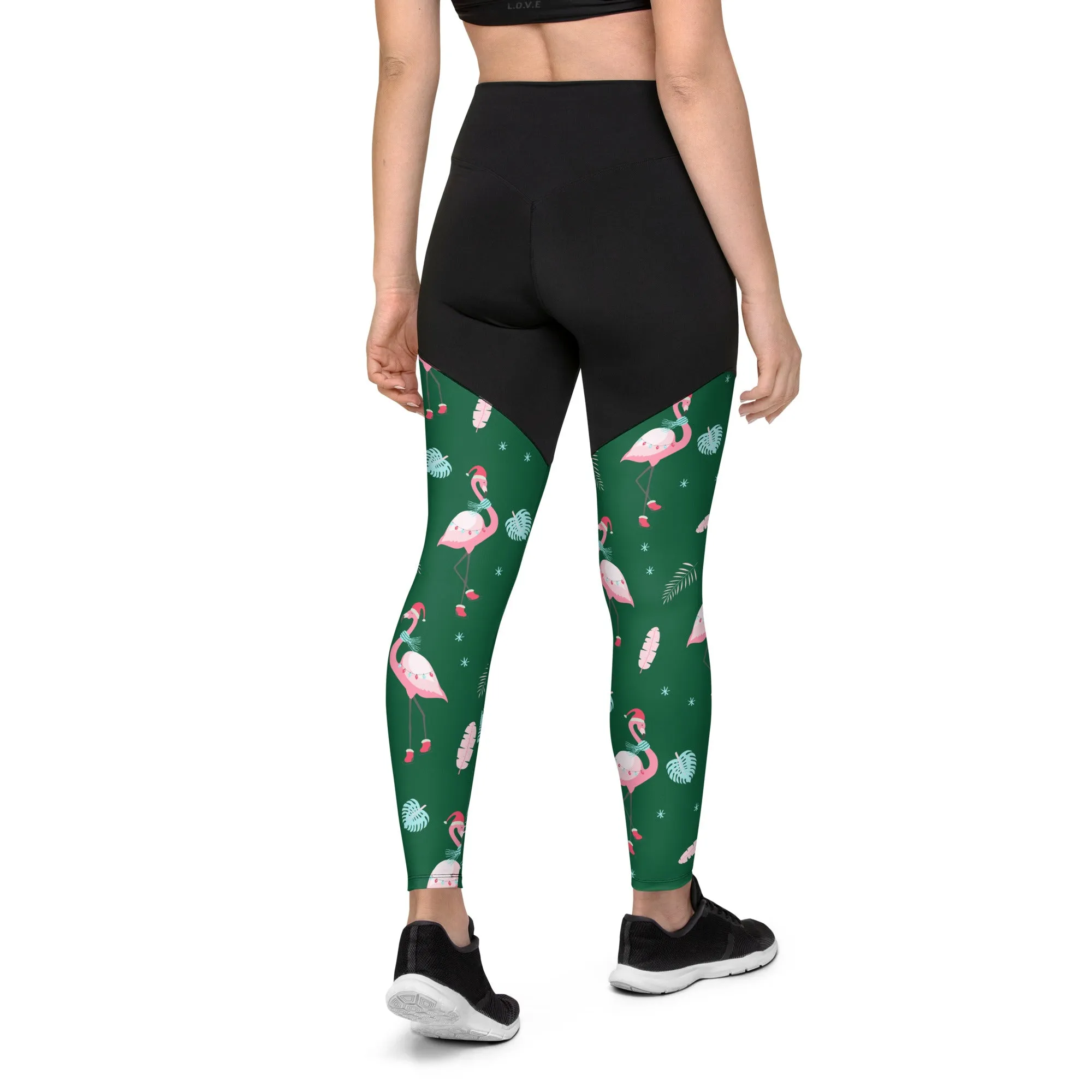 Christmassy Flamingos Compression Leggings