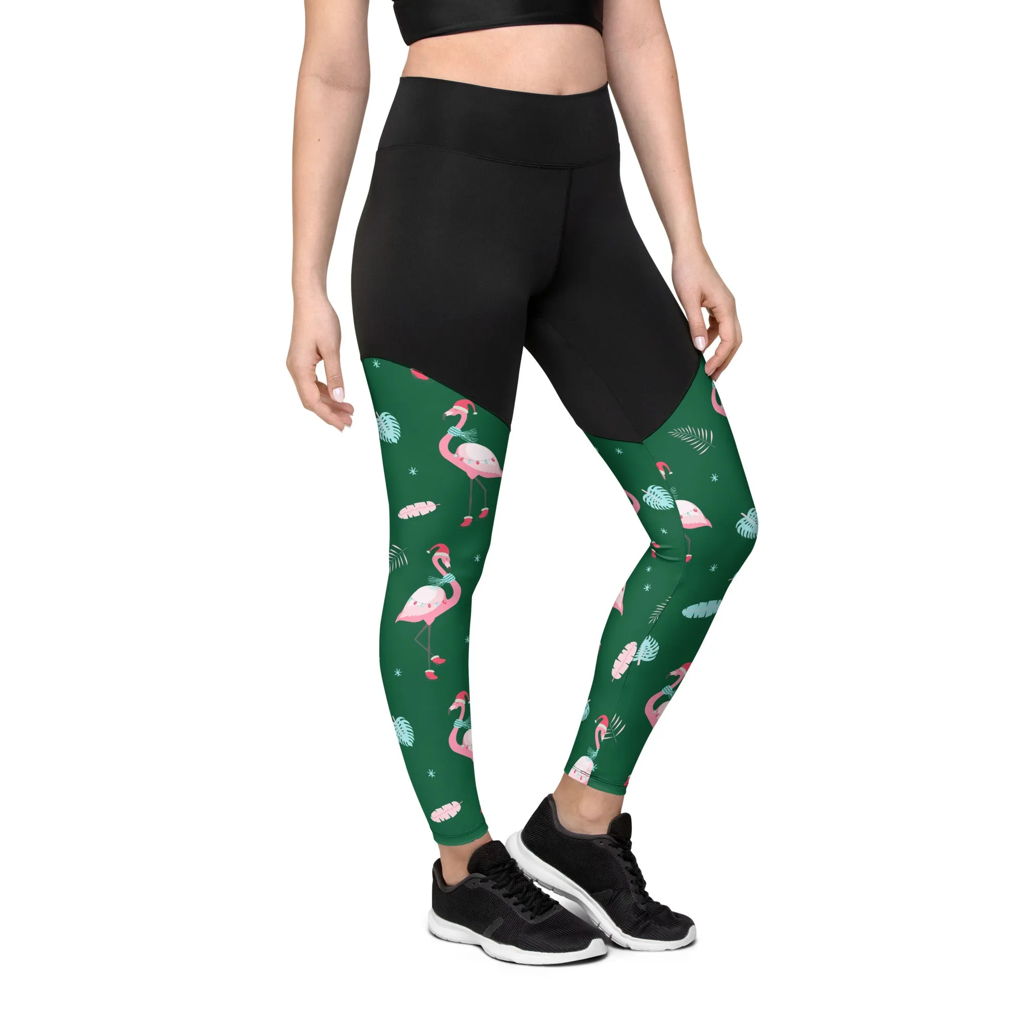 Christmassy Flamingos Compression Leggings