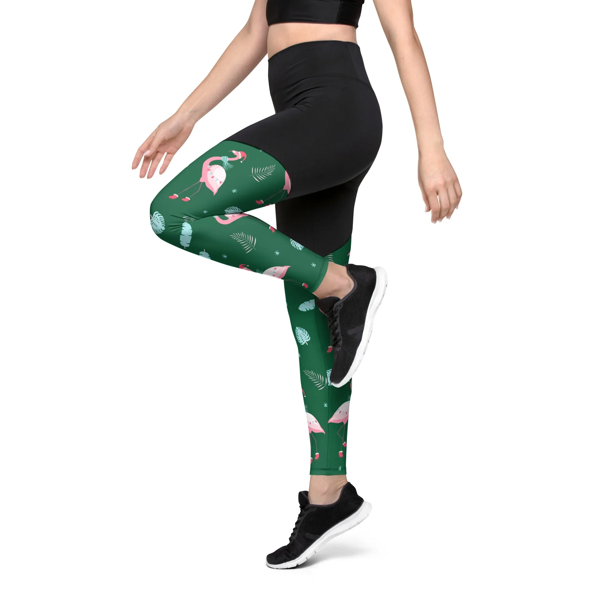 Christmassy Flamingos Compression Leggings