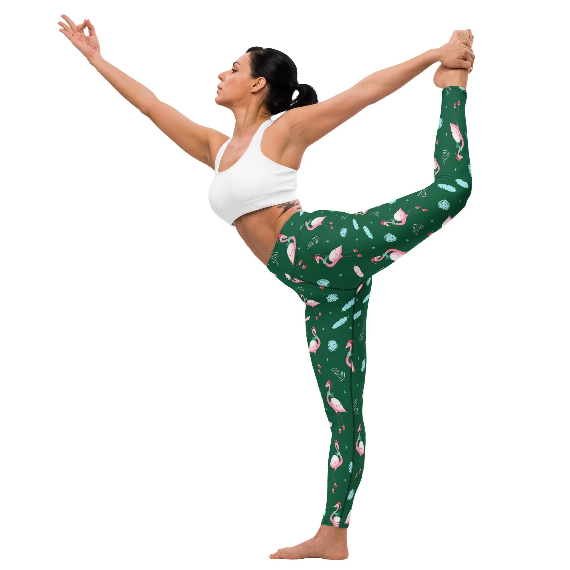 Christmassy Flamingos Yoga Leggings