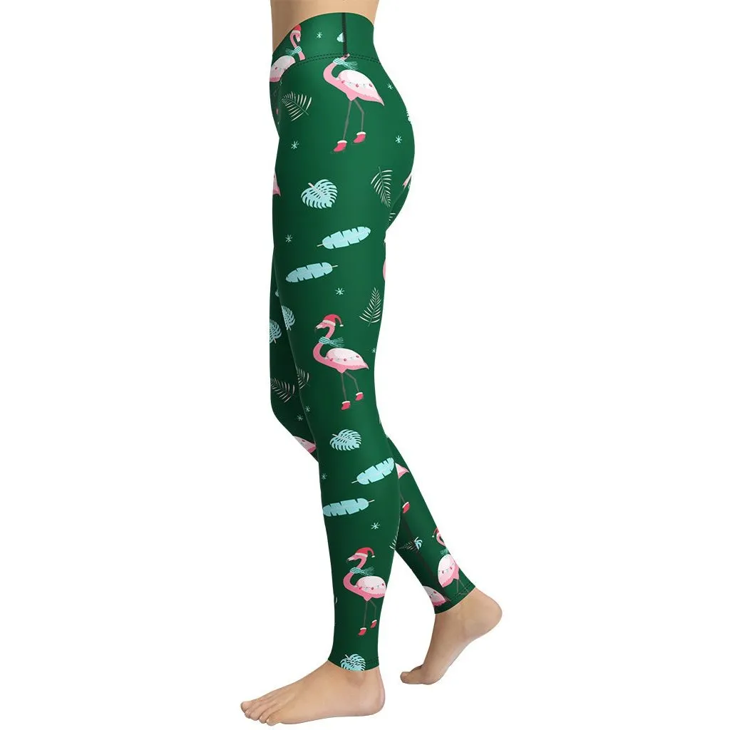 Christmassy Flamingos Yoga Leggings