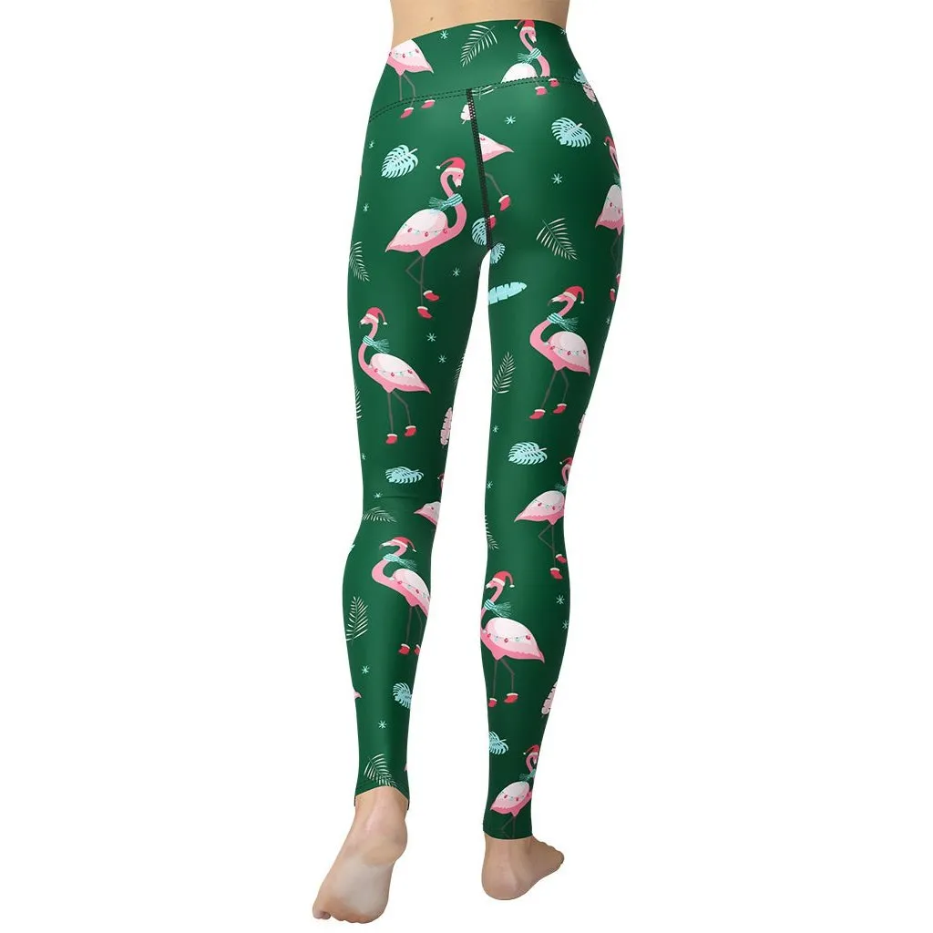 Christmassy Flamingos Yoga Leggings