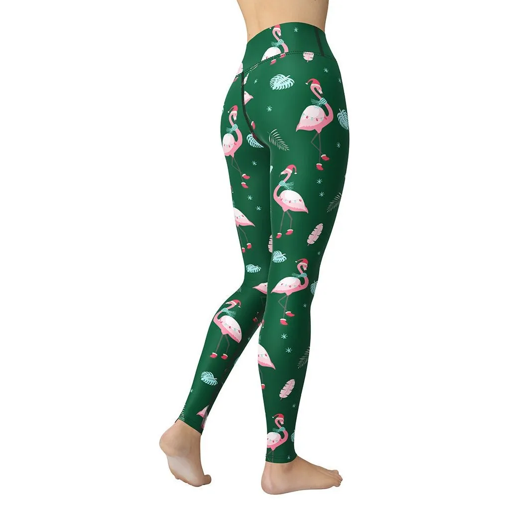 Christmassy Flamingos Yoga Leggings