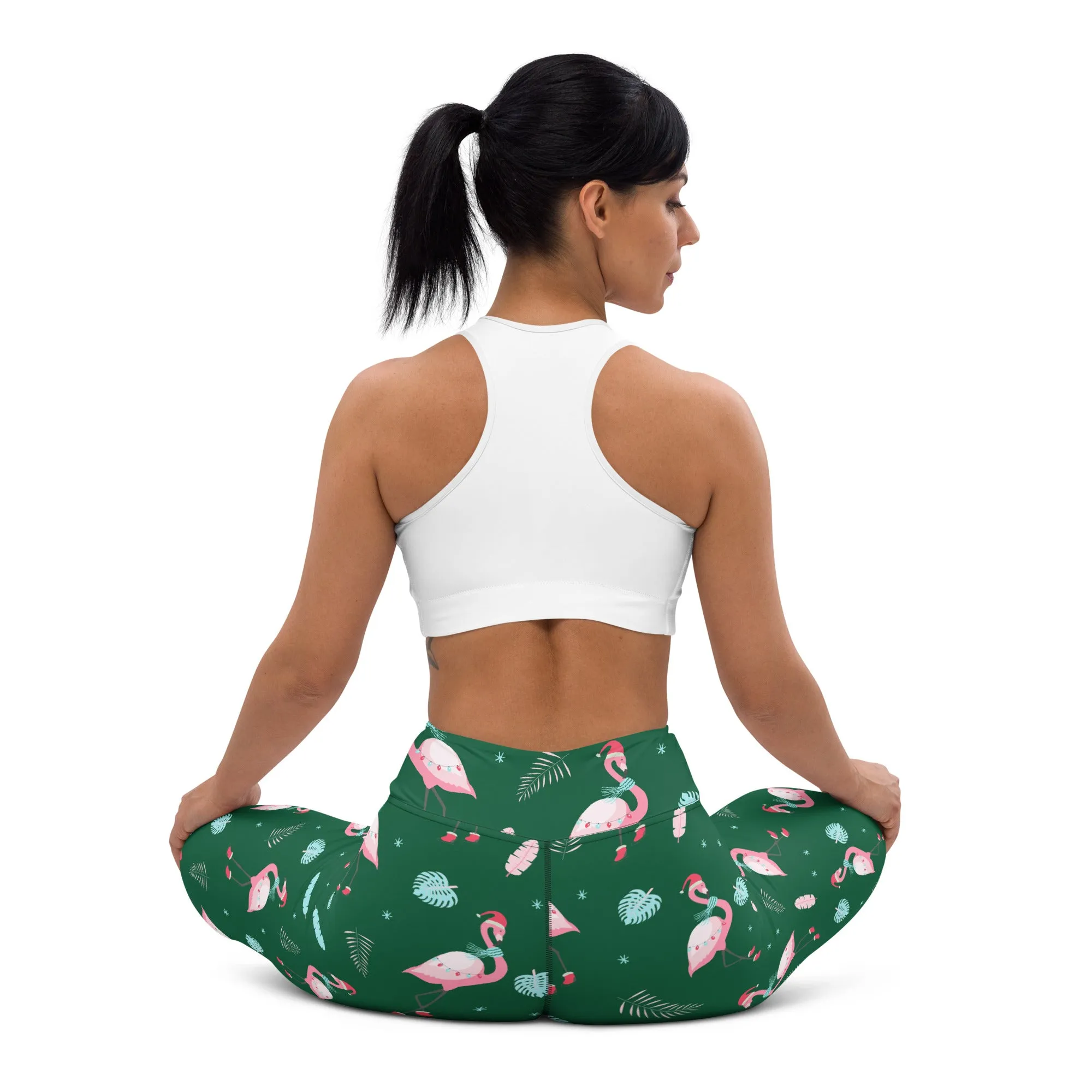 Christmassy Flamingos Yoga Leggings