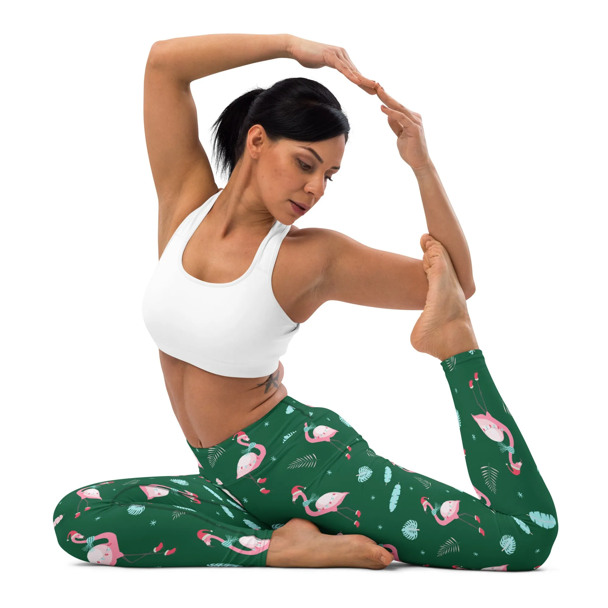 Christmassy Flamingos Yoga Leggings