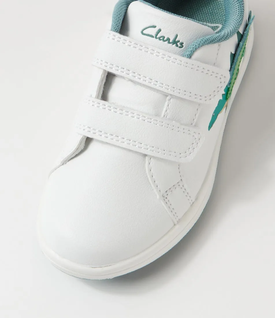 CLARKS Dipplo Tot White Green Sneakers