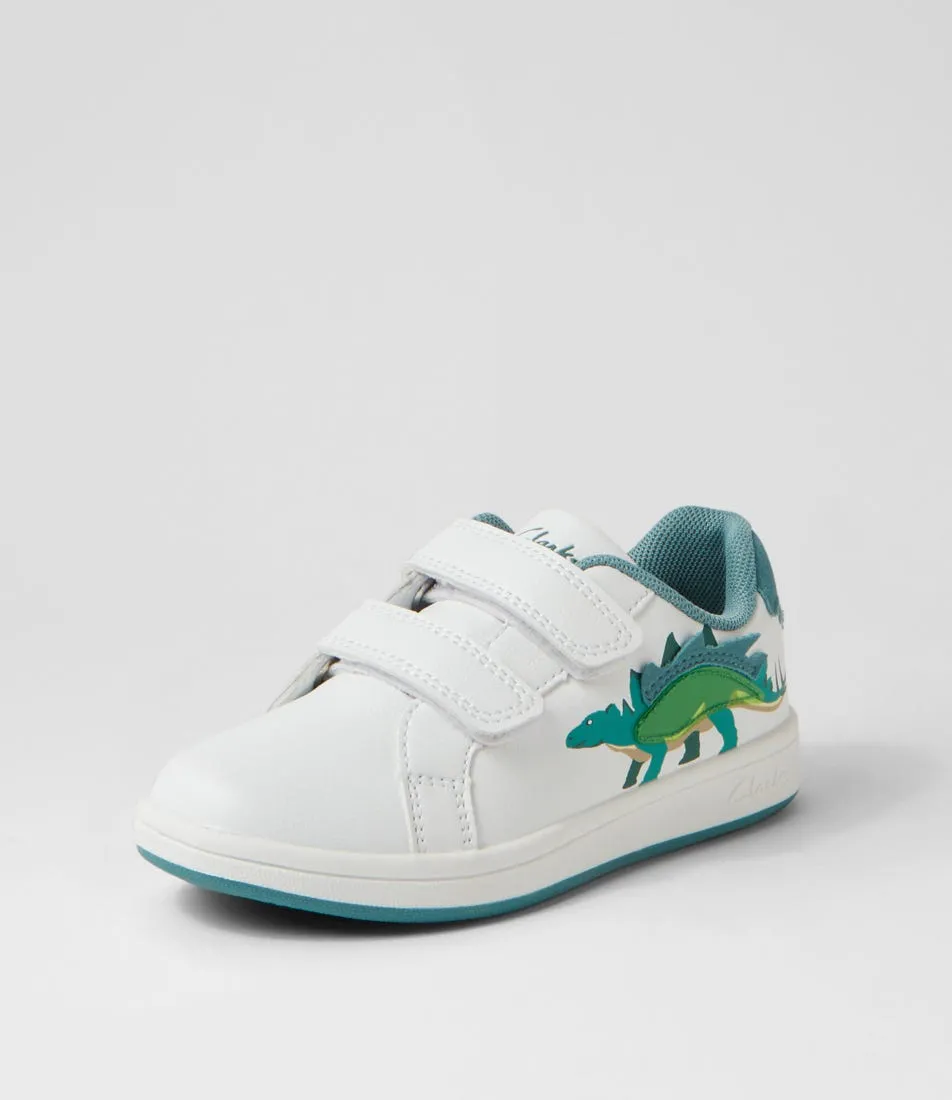 CLARKS Dipplo Tot White Green Sneakers