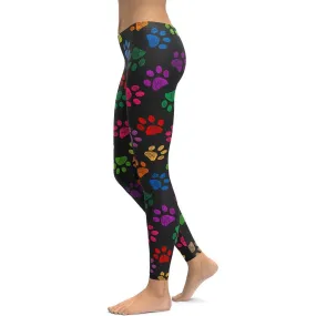 Colorful Paw Pattern Leggings