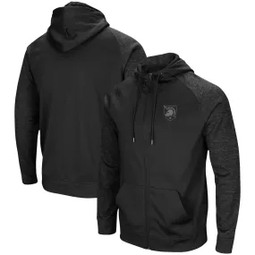 Colosseum Army Black Knights Black Blackout 3.0 Tonal Raglan Full-Zip Hoodie