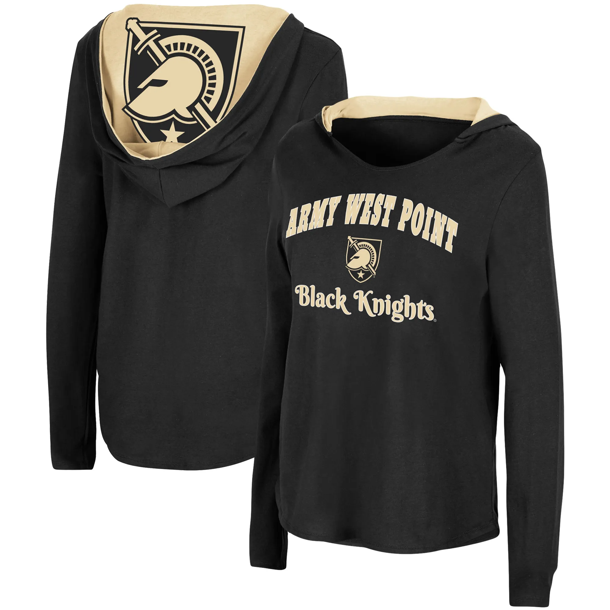 Colosseum Army Black Knights Women's Black Catalina Hoodie Long Sleeve T-Shirt