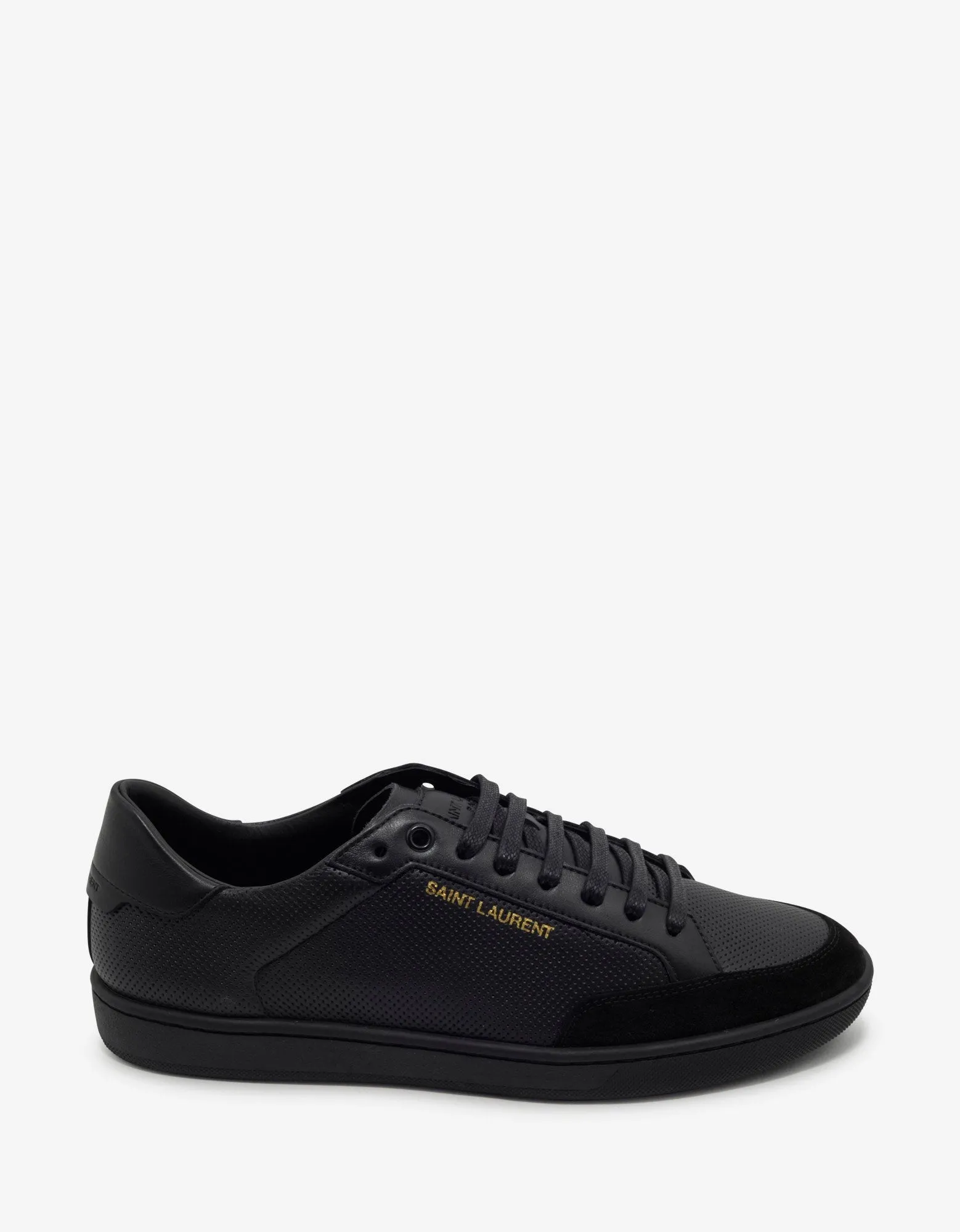 Court Classic SL/10 Black Perforated Leather Trainers