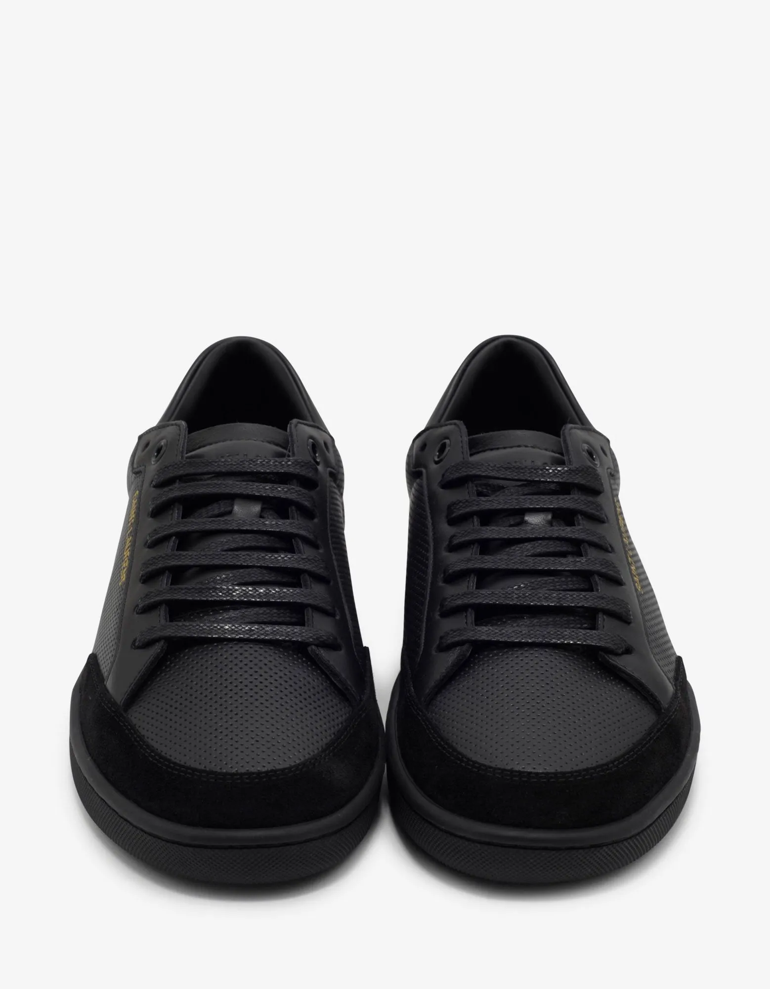 Court Classic SL/10 Black Perforated Leather Trainers